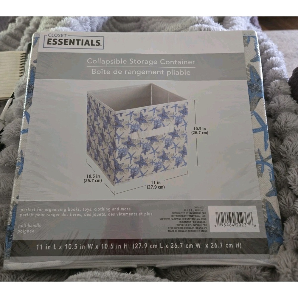Set of 2 Closet Essentials Collapsible Storage Containers Star Fish SUPER CUTE!!